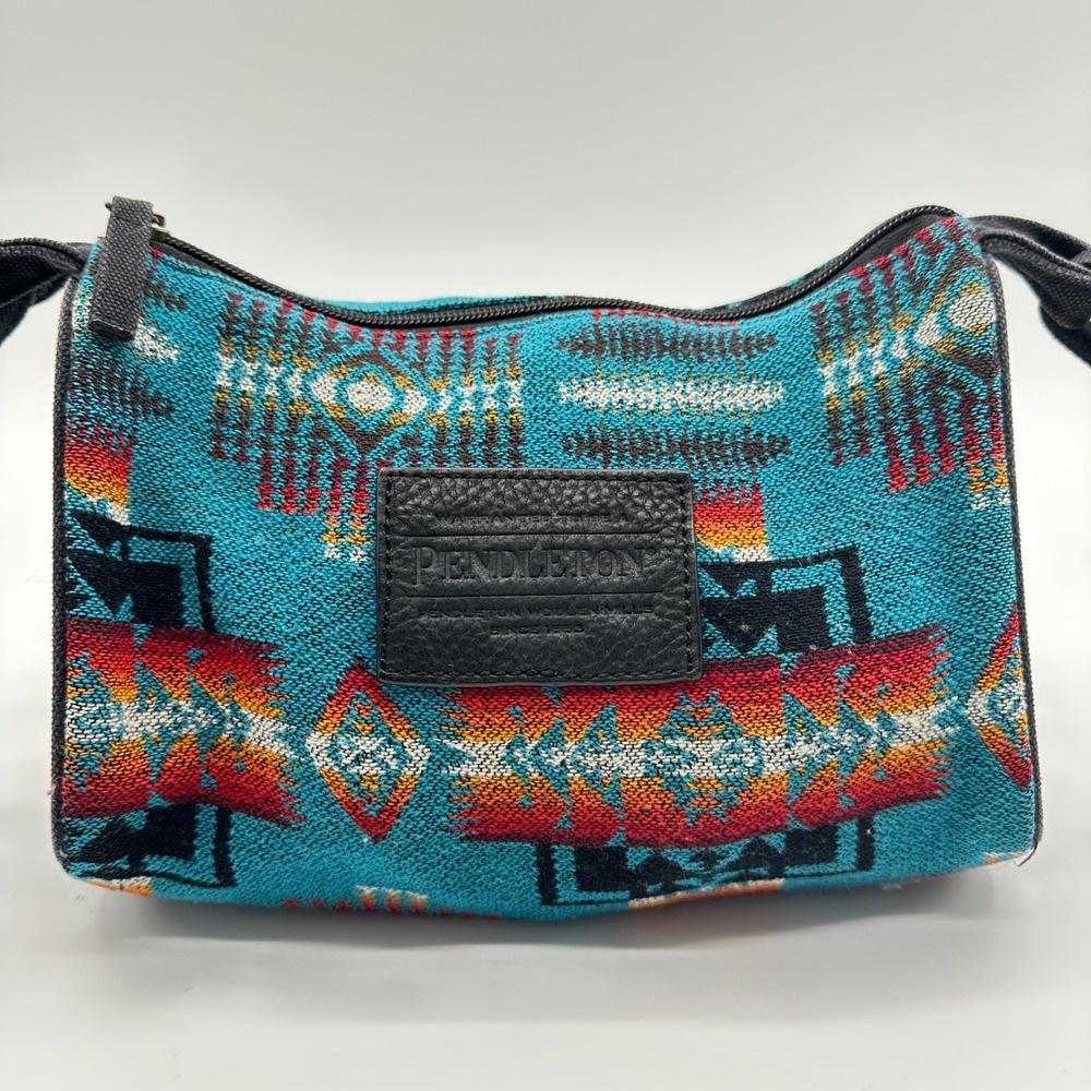 Pendleton Southwestern Aztec Jacquard Turquoise Geometric Crossbody Bag‎ Purse